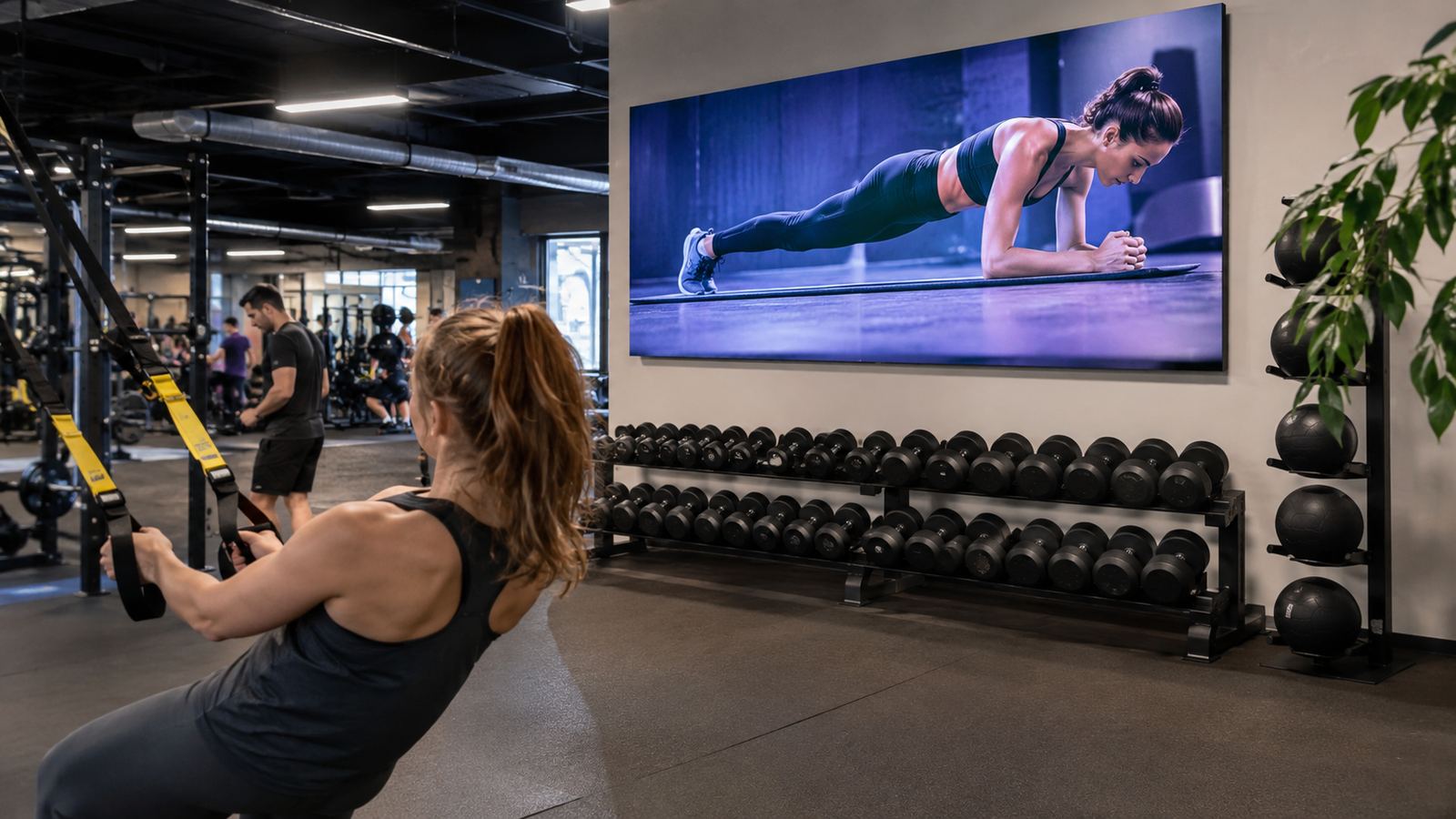 Illustration d'un dispositif d'affichage dynamique Pixium pour le secteur Fitness & wellness