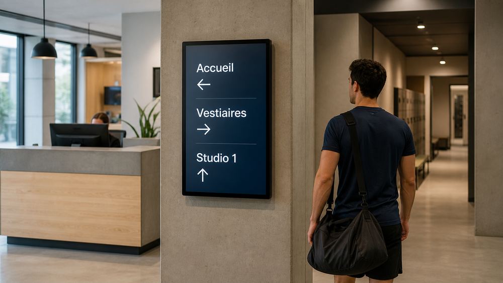 Illustration : Accueil & vestiaires, secteur Fitness & wellness
