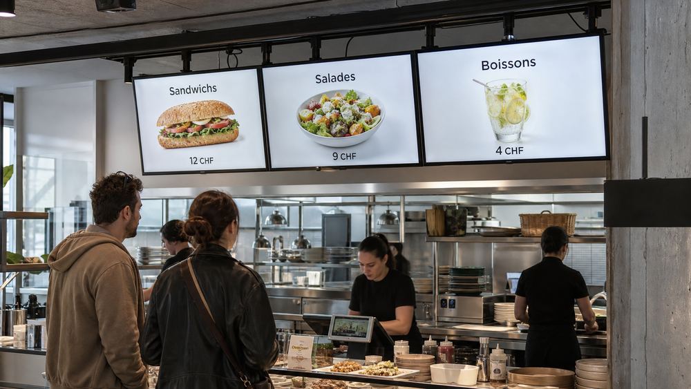 Illustration : Menu boards en salle, secteur Horeca